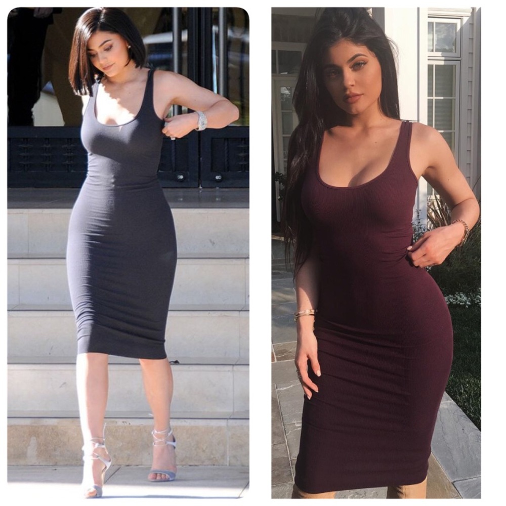 ENZA COSTA BLACK RIBBED TANK MIDI DRESS